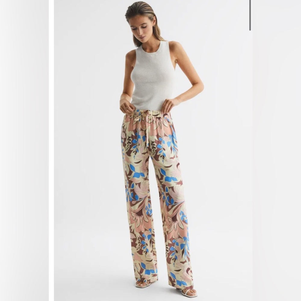 Reiss Floral Pants with Drawstring